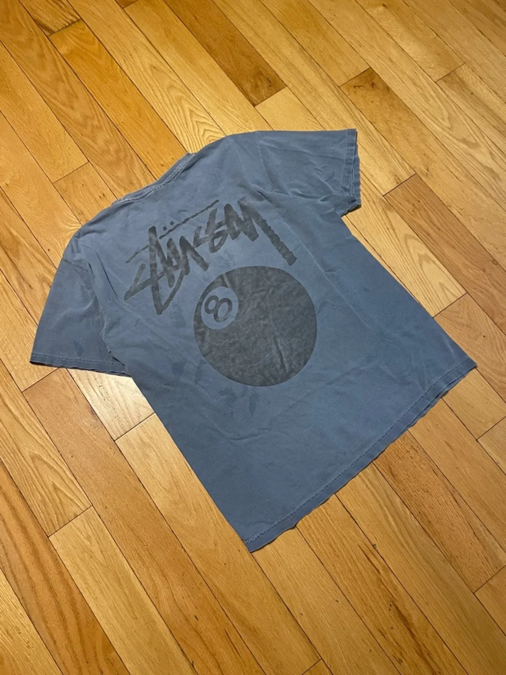 Stussy Washed Slate Blue Short Sleeve Crew Tee - Picture 12 of 13